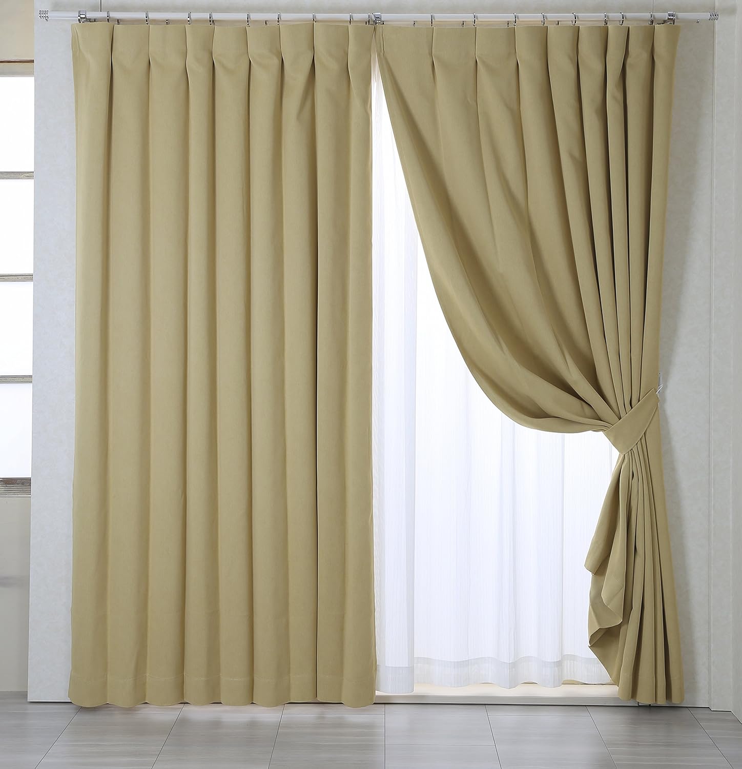 【防火遮光1级】 遮光悬垂窗帘*精选 黄色 幅60～110cm×丈250cm